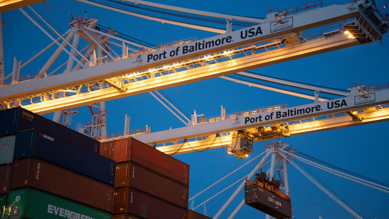 A warehouse with boxes labeled with various hazardous material symbols