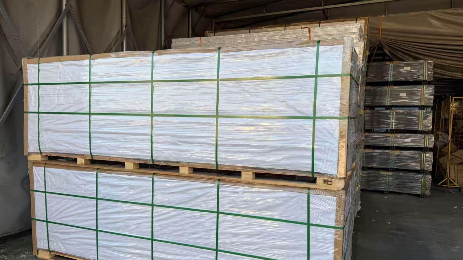 A secure bonded warehouse with goods on shelves