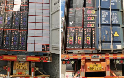 container ship loading at port