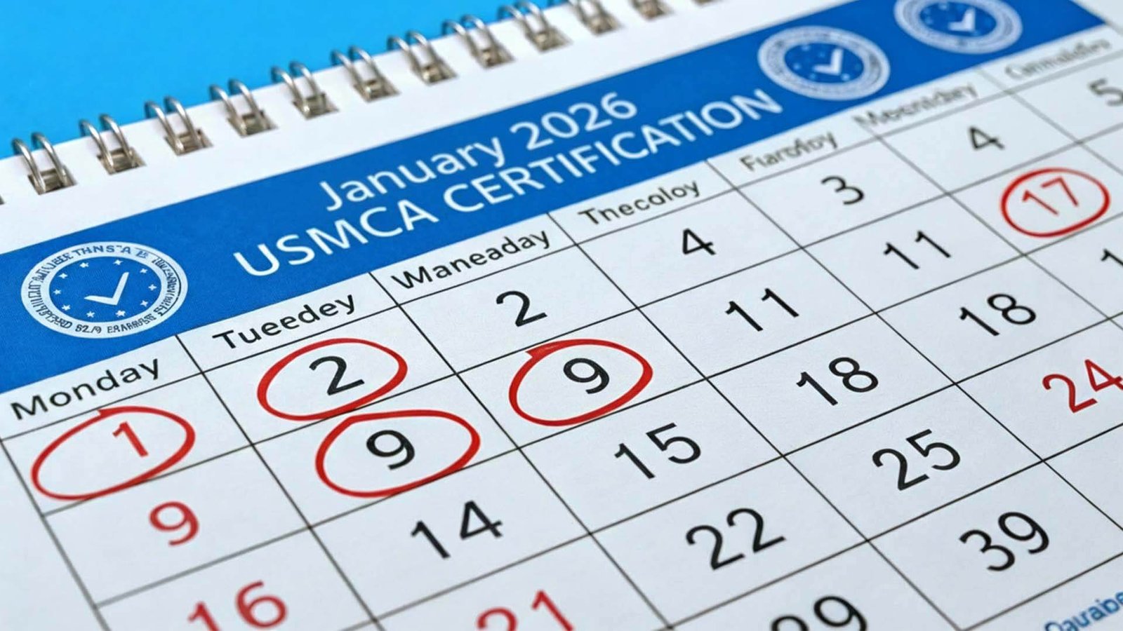 A calendar page with a date circled