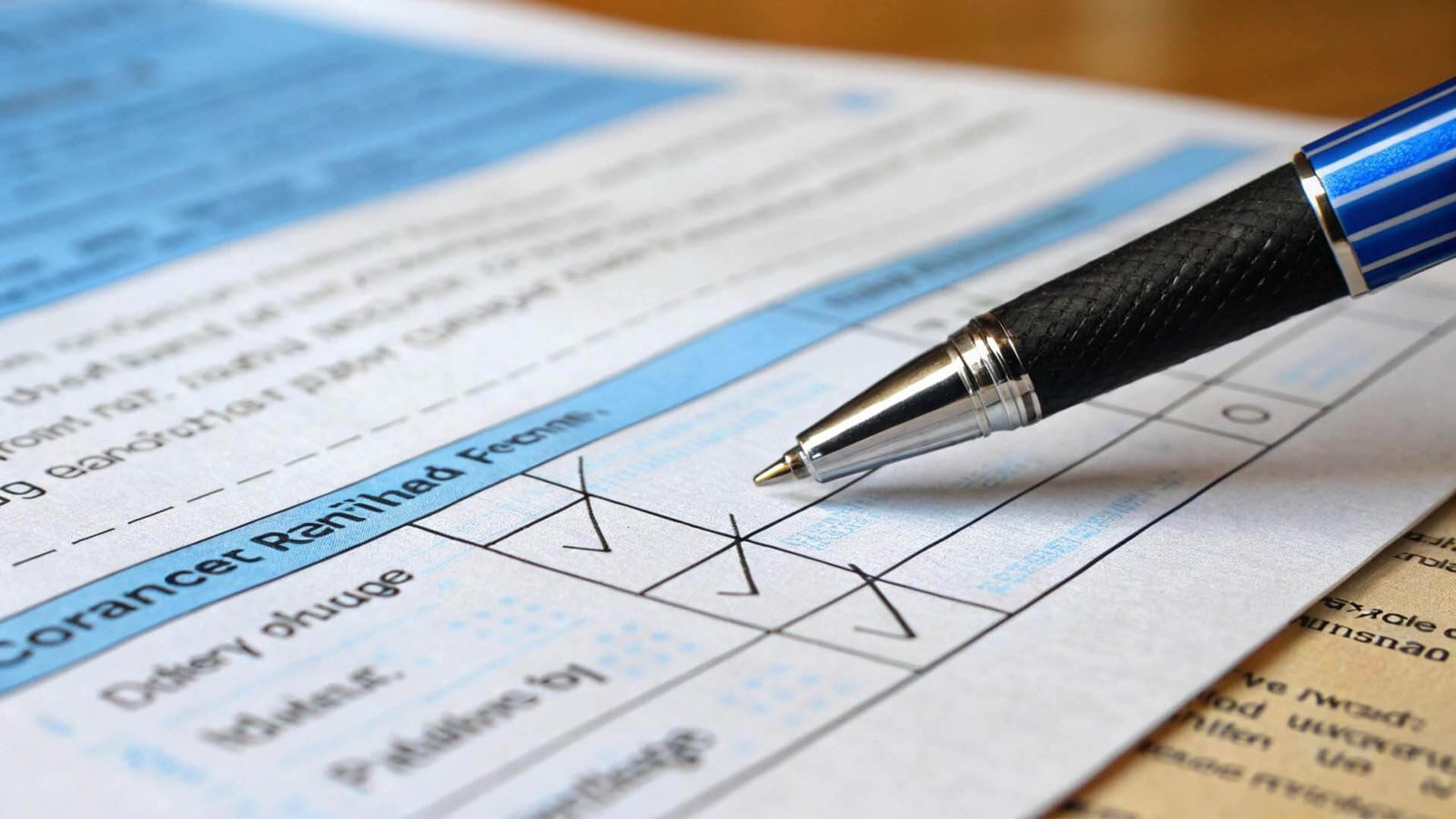 A close-up of a form being filled out