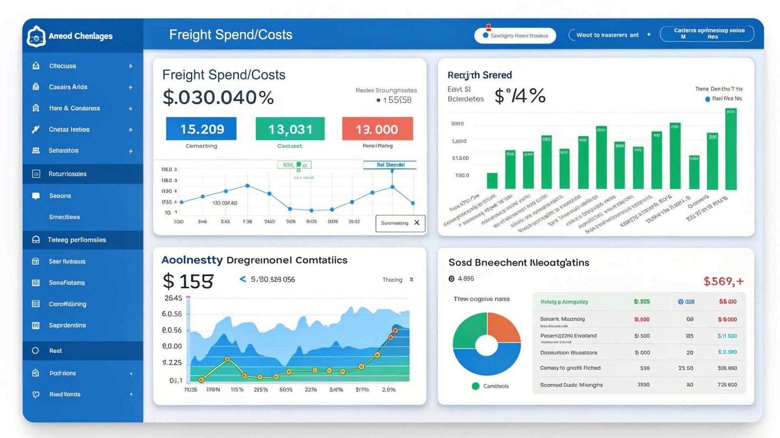 A dashboard showing real-time tracking of freight spend and accessorial charges