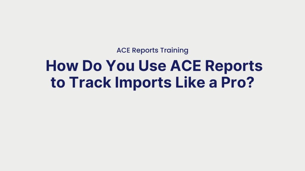 ACE Reports Training How Do You Use ACE Reports to Track Imports Like a Pro