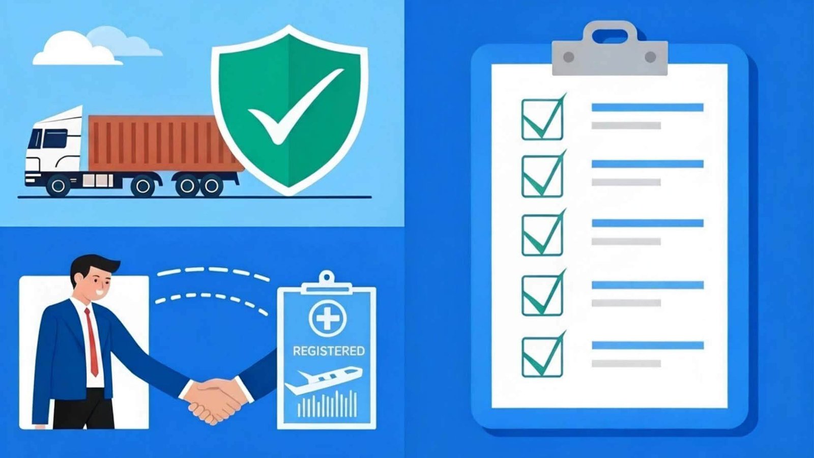 Icons representing freight, insurance, and incoterms on a document