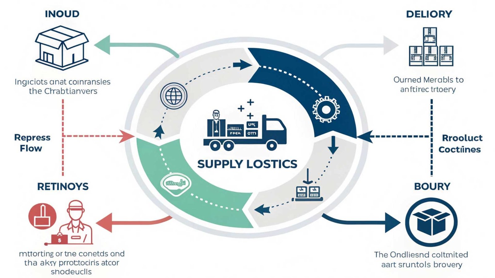 An infographic showing the flow of inbound, outbound, and reverse logistics.