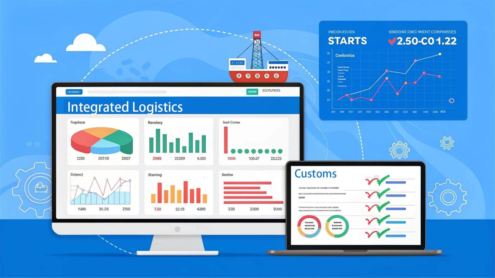 integrated logistics dashboard showing compliance, shipping, and customs