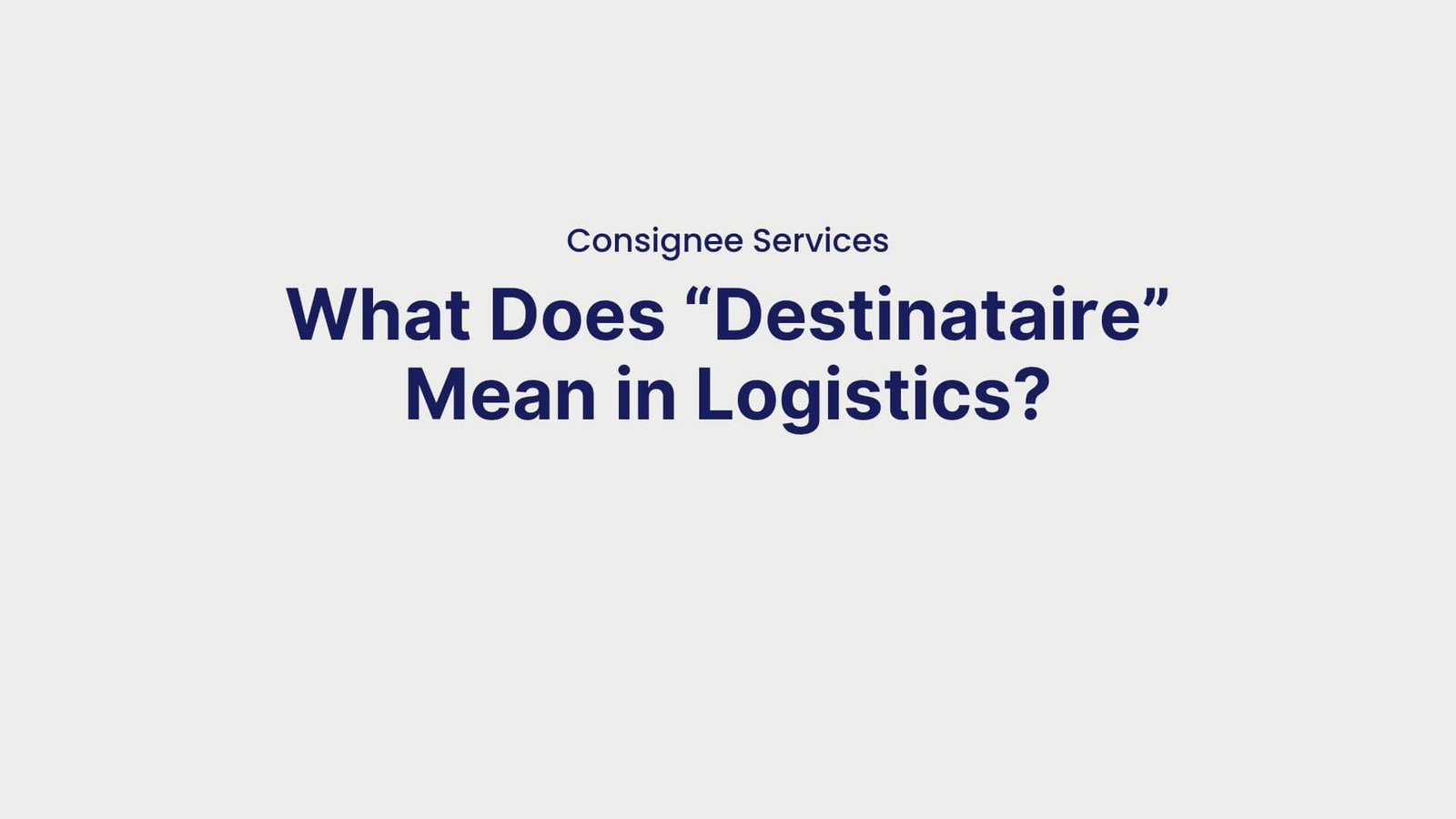 Consignee Services What Does “Destinataire” Mean in Logistics